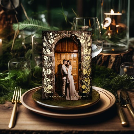 フローラArch Photo日付の保存 箔招待状