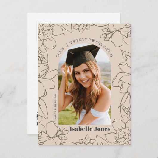 フローラArch Tan写真卒業発表 案内ポストカード (正面/裏面)