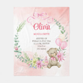 フローラarch teddy bearベビー統計ベビーブランケット フリースブランケット