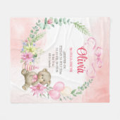 フローラarch teddy bearベビー統計ベビーブランケット フリースブランケット (正面(横))