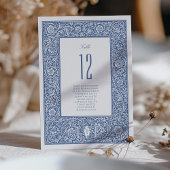フローラBlue William Morrisテーブル番号カード 招待状