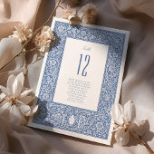 フローラBlue William Morrisテーブル番号カード 招待状