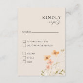 フローラBohoと食事RSVPカード エンクロージャーカード (正面)