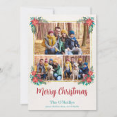 フローラBohoクリスマスフォトカード、金ゴールド枠 シーズンカード (正面)
