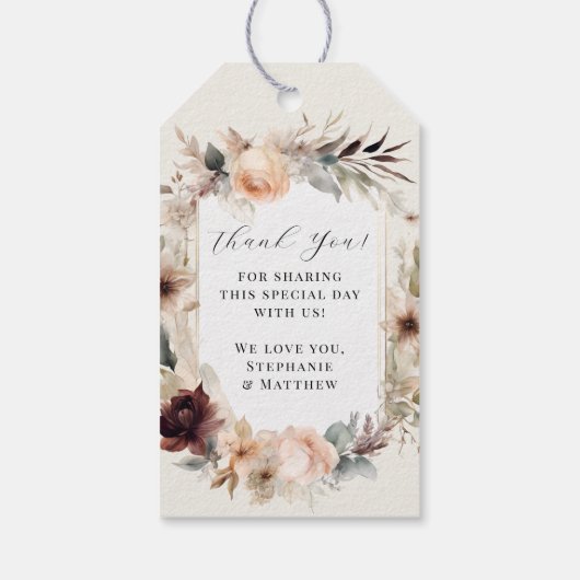 フローラBOHO秋の秋の葉が消え結婚た ギフトタグ (裏面)