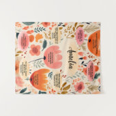 フローラBoho聖書の聖句と名前 タペストリー (正面(横))