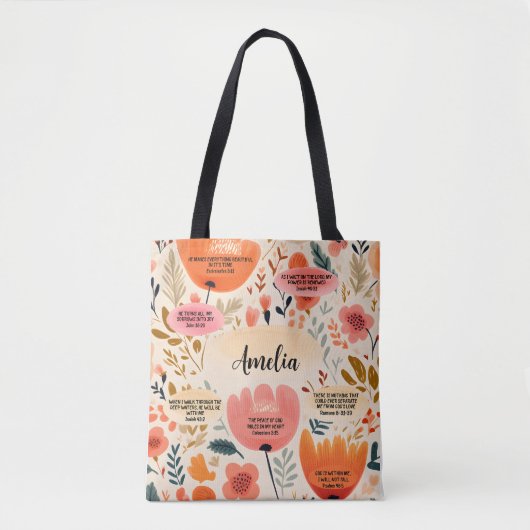 フローラBoho聖書の聖句と名前 トートバッグ (正面)