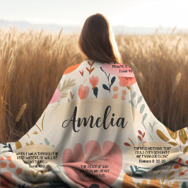 フローラBoho聖書の聖句と名前 フリースブランケット