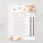 フローラBoho MommyまたはDaddy Baby Showerゲームカード 招待状 (正面)