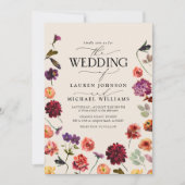 フローラBoho QRコー結婚ド 招待状 (正面)