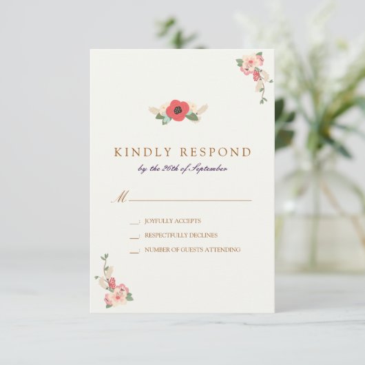 フローラBroomウェディングRSVP応答のジャンプ 出欠カード (スタンド正面)