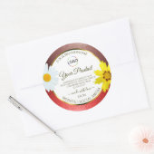 フローラBurgundy Red White Product Labels with Logo ラウンドシール (封筒)