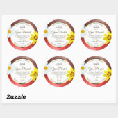 フローラBurgundy Red White Product Labels with Logo ラウンドシール (シート)