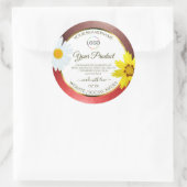 フローラBurgundy Red White Product Labels with Logo ラウンドシール (バッグ)