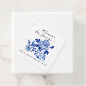 フローラChinoiserieネイビーブルーホワイトベビーシャワーFav フェイバータグ (インサイチュ)