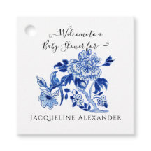 フローラChinoiserieネイビーブルーホワイトベビーシャワーFav