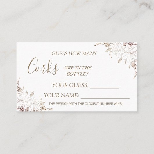 フローラCorksブライダルシャワーカードゲーム数 プレイスカード (正面)