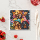 フローラDachshundシームレスパターン – 愛犬家 スタンダードカクテルナプキン (インサイチュ)