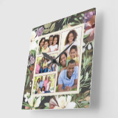 フローラDIYファミリーインスタグラムフォトコラージュ スクエア壁時計 (傾斜)