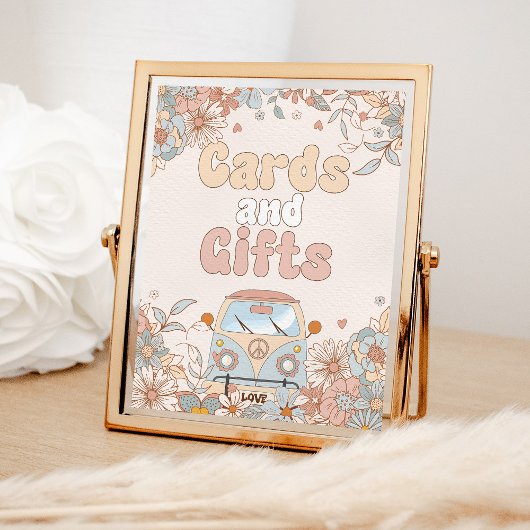 フローラGroovyレトロヒッパイシャワーカードとギフト ポスター