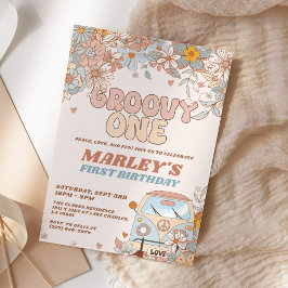 フローラGroovy Oneレトロ1st誕生日パーティー 招待状