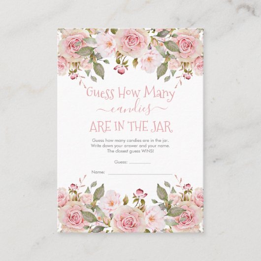 フローラJarゲームカード内のキャンディの数を推測 名刺 (正面)