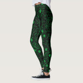 フローラpattern.01.FR.GreenブラックBG レギンス (左)