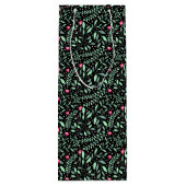 フローラpattern.05.FR.pinkおよびLgreenブラックBG ワインギフトバッグ (裏面)