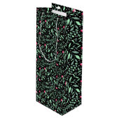 フローラpattern.05.FR.pinkおよびLgreenブラックBG ワインギフトバッグ (正面アングル)