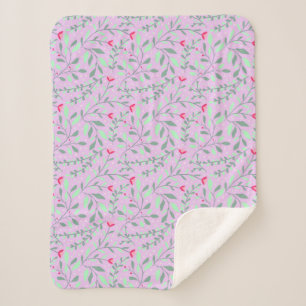 フローラpattern.05.FR.pinkおよびLgreen LPink BG シェルパブランケット