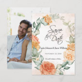 フローラPeach 3.5インチx 5インチフラット日付カードを保存 セーブザデート (正面/裏面)