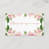 フローラPeoniesブライダルシャワーレシピカードリクエスト 名刺 (裏面)
