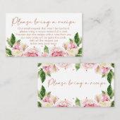 フローラPeoniesブライダルシャワーレシピカードリクエスト 名刺 (正面/裏面)
