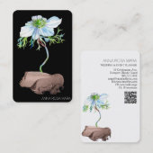 *~フローラQRコードホワイトアネモンバラ金ゴールド 名刺 (正面/裏面)