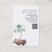 *~フローラQRコードホワイトアネモンバラ金ゴールド 名刺 (裏面)