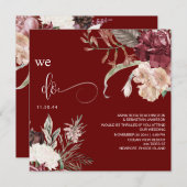 *～*フローラQRブーケAR15 RSVP BURGANDY 結婚 招待状 (正面/裏面)