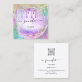 フローラQRCodeアクリル爪、 ネイルドリップホログラフ スクエア名刺 (正面/裏面)