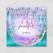 フローラQRCodeプロフェッショナルショップドリップグリッター スクエア名刺 (正面)