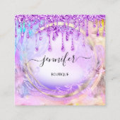 フローラQRCodeプロフェッショナルショップドリップパープル スクエア名刺 (正面)