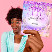 フローラQRCodeプロフェッショナルショップドリップパープル スクエア名刺