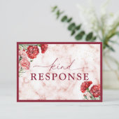 フローラRed Marble Script結婚の応答カード 出欠カード (スタンド正面)