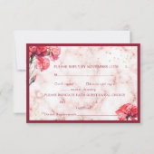 フローラRed Marble Script結婚の応答カード 出欠カード (裏面)