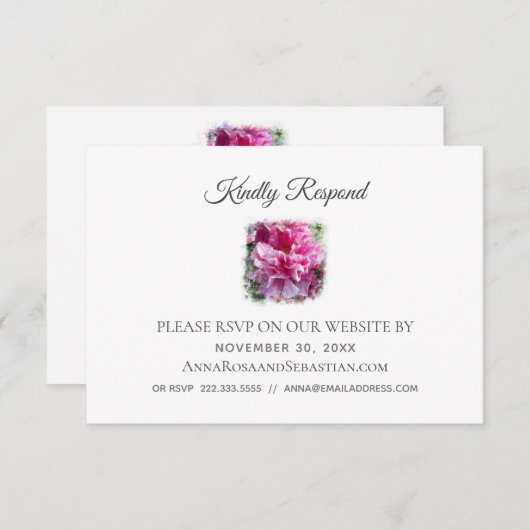 *~*フローラRSVPウェブサイトAR1ウェディングRSVP エンクロージャーカード (正面/裏面)
