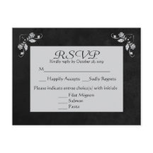 フローラRSVPグレー&ブラックチャックボードポストカード