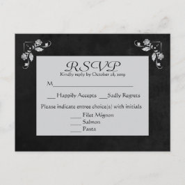 フローラRSVPグレー&ブラックチャックボードポストカード インビテーションポストカード