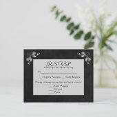 フローラRSVPグレー&ブラックチャックボードポストカード インビテーションポストカード (スタンド正面)