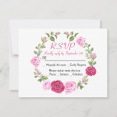 フローラRSVPピンクローズフラワー春の結婚式パーティー 招待状 (正面)