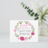 フローラRSVPピンクローズフラワー春の結婚式パーティー 招待状 (スタンド正面)