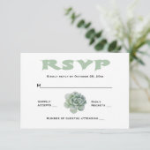 フローラRSVPミントグリーン多汁性サボテン応答 出欠カード (スタンド正面)