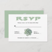 フローラRSVPミントグリーン多汁性サボテン応答 出欠カード (正面/裏面)